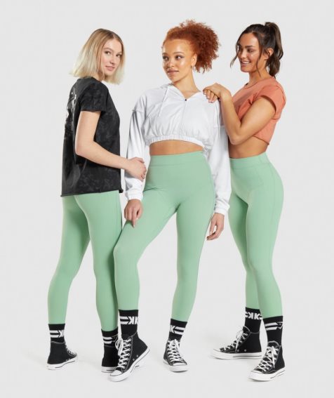 Women's Gymshark KK Fit 7/8 Leggings Light Green | CA 78630A